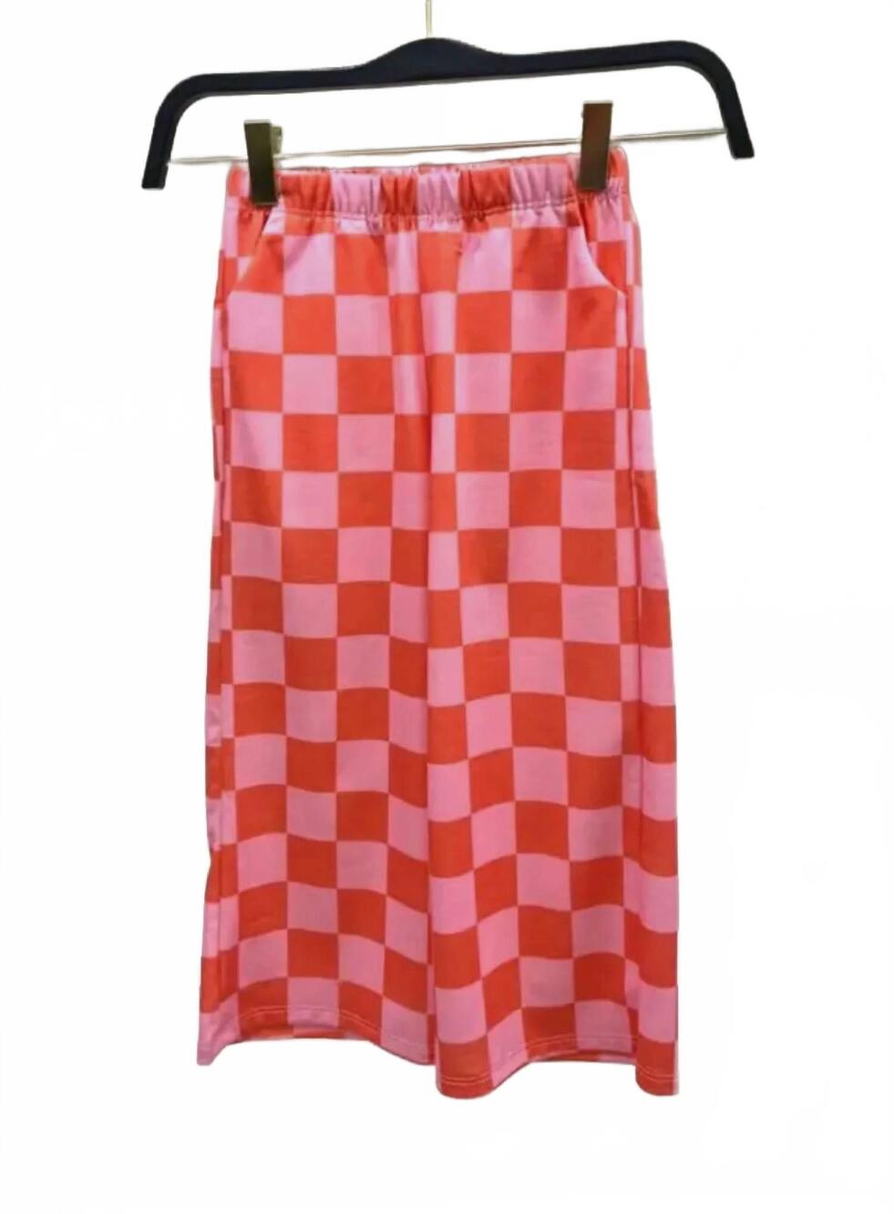 NEW JADE BY JANE women's checkered mini me pants in pink and orange